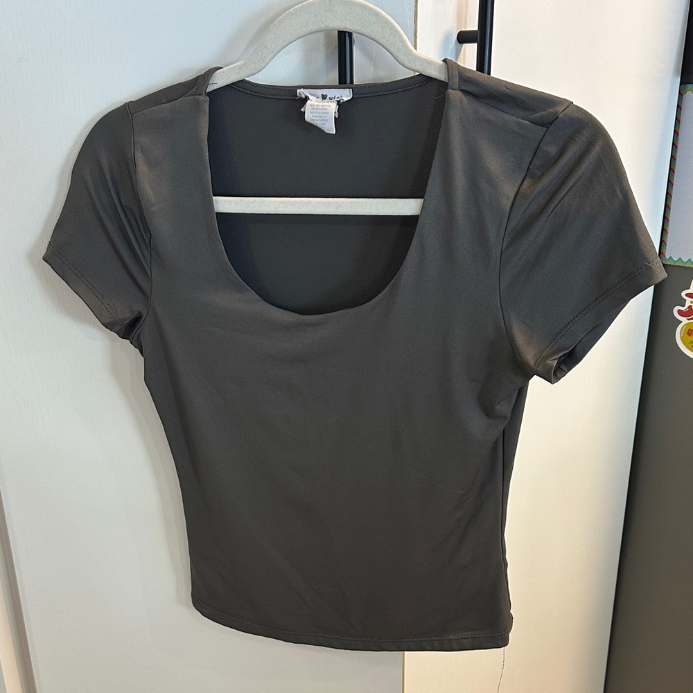 Chic Charcoal Short Sleeve Top